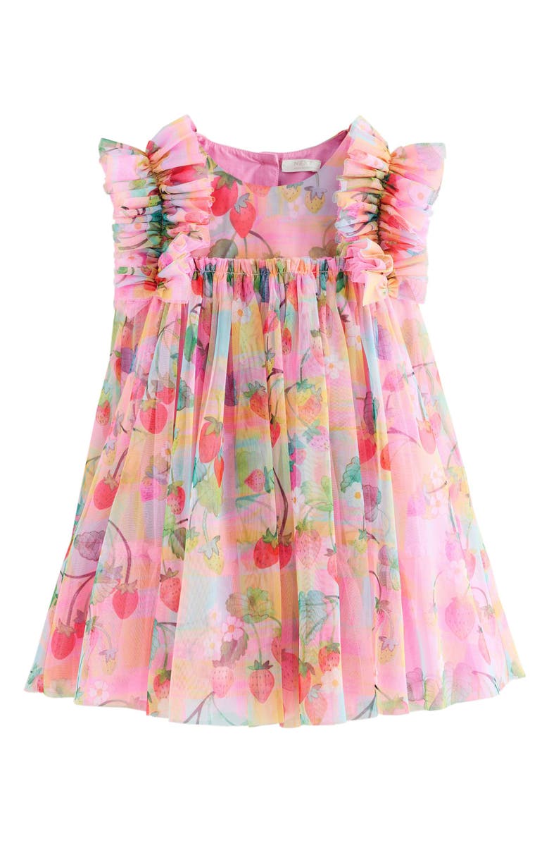NEXT Kids' Ruffle Mesh Dress, Main, color, Multi
