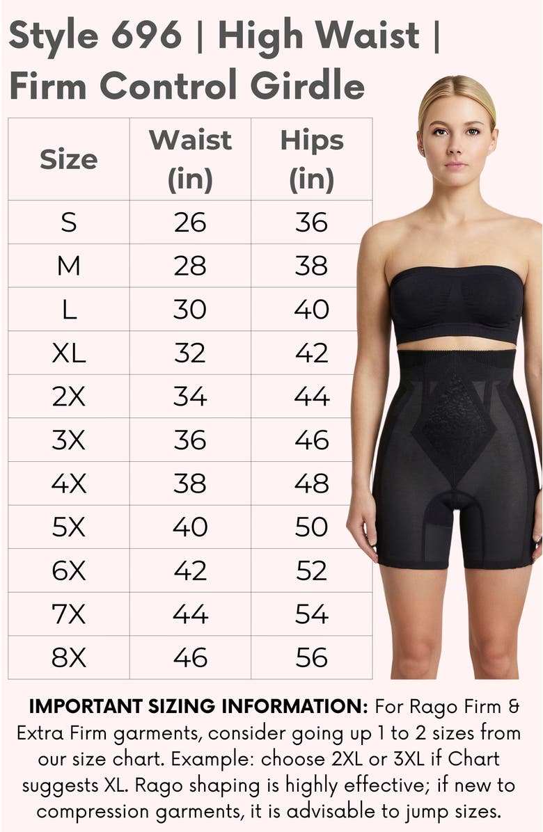 Rago Firm Control High Waist No Top Roll Girdle, Alternate, color, Black