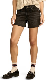 Lucky Brand '90s Raw Hem High Waist Midi Denim Shorts