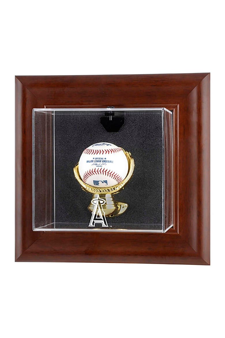 Los Angeles Angels Brown Framed Wall-Mounted Logo Baseball Display Case, Main, color, Brown