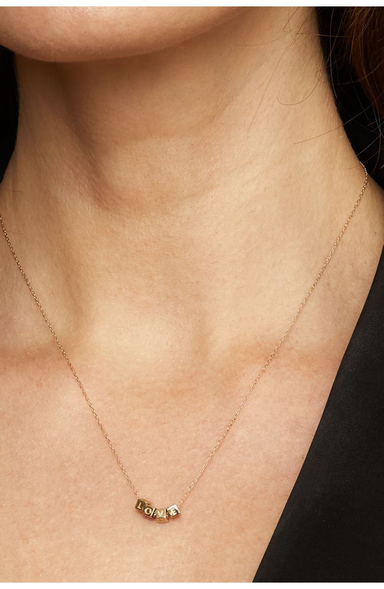 Oradina 14K Yellow Gold Love Cubed Necklace, Alternate, color, Yellow Gold