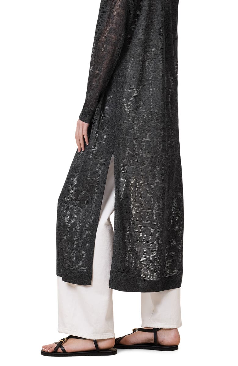 AllSaints Kaito Open Knit Longline Cardigan, Alternate, color, 