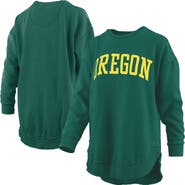 PRESSBOX Women's Pressbox  Green Oregon Ducks Melange Poncho Vintage Fleece Long Sleeve Pullover Sweatshirt