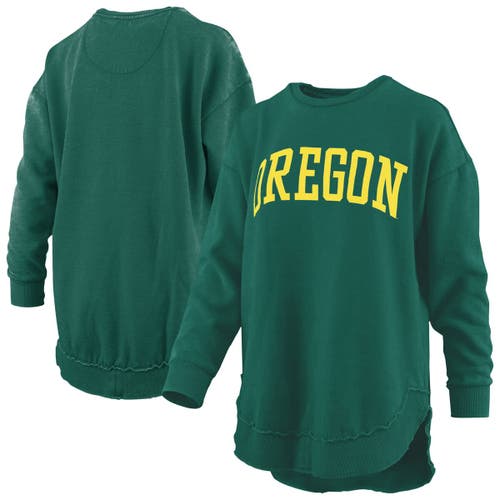 Pressbox Green Oregon Ducks Melange Poncho Vintage Fleece Long Sleeve Pullover Sweatshirt In Green