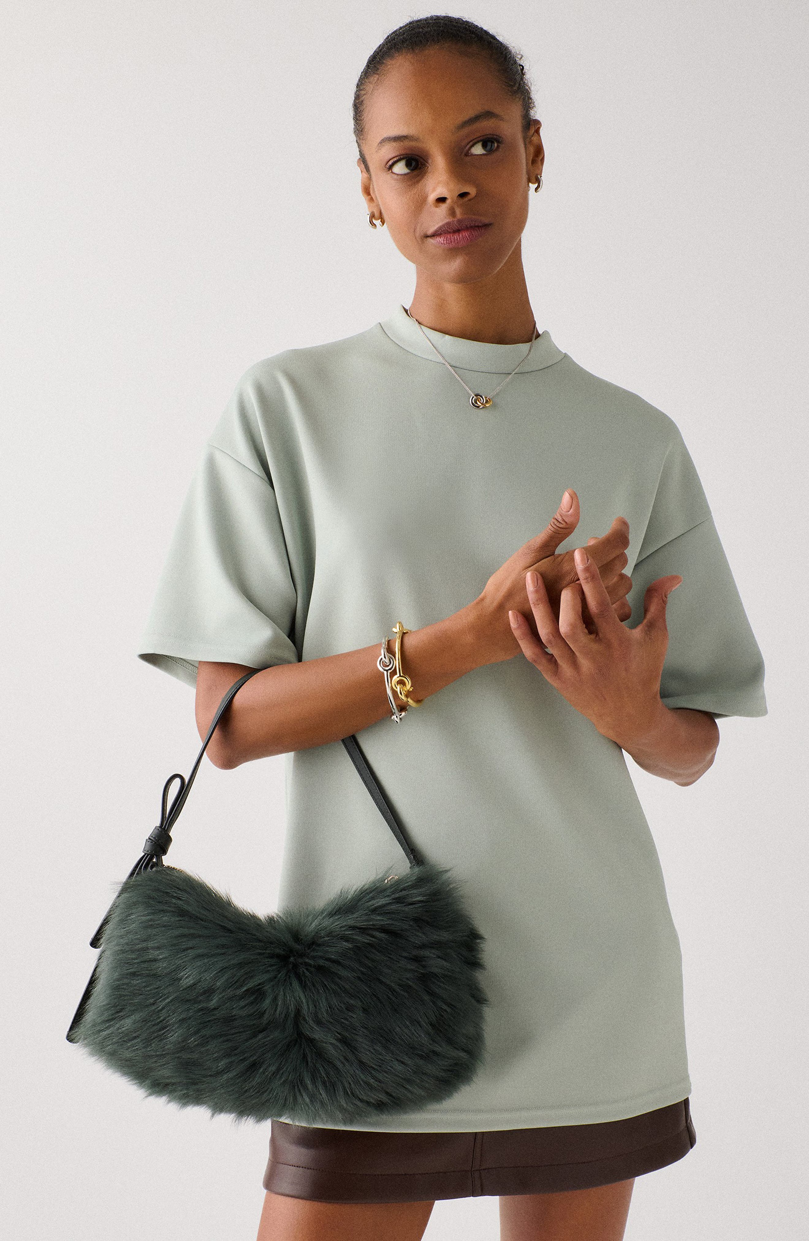 Kate Spade New York loop genuine shearling shoulder bag, Alternate, color, 