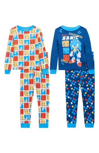 Komar Kids' Sonic The Hedgehog Assorted 2-pack Print Fitted Two-piece Pajamas In Blue