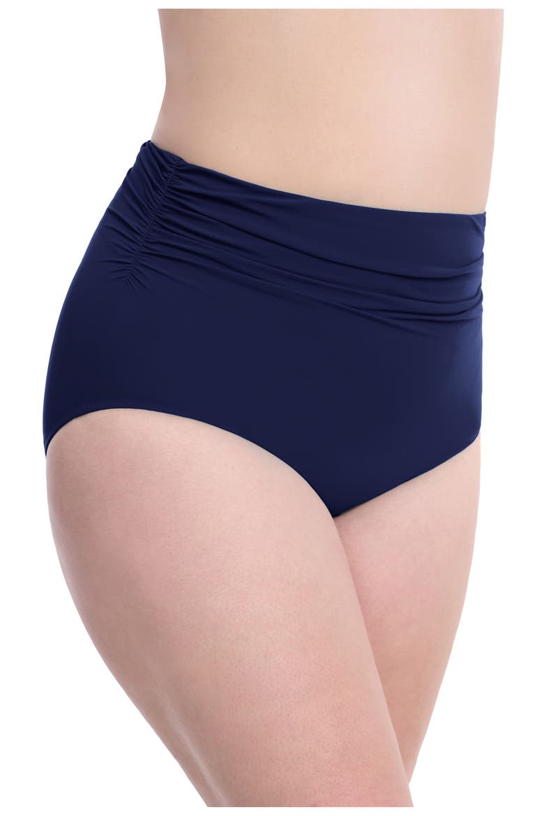 Trutti Frutti Full Figure High Waist Bottom, Alternate, color, Navy