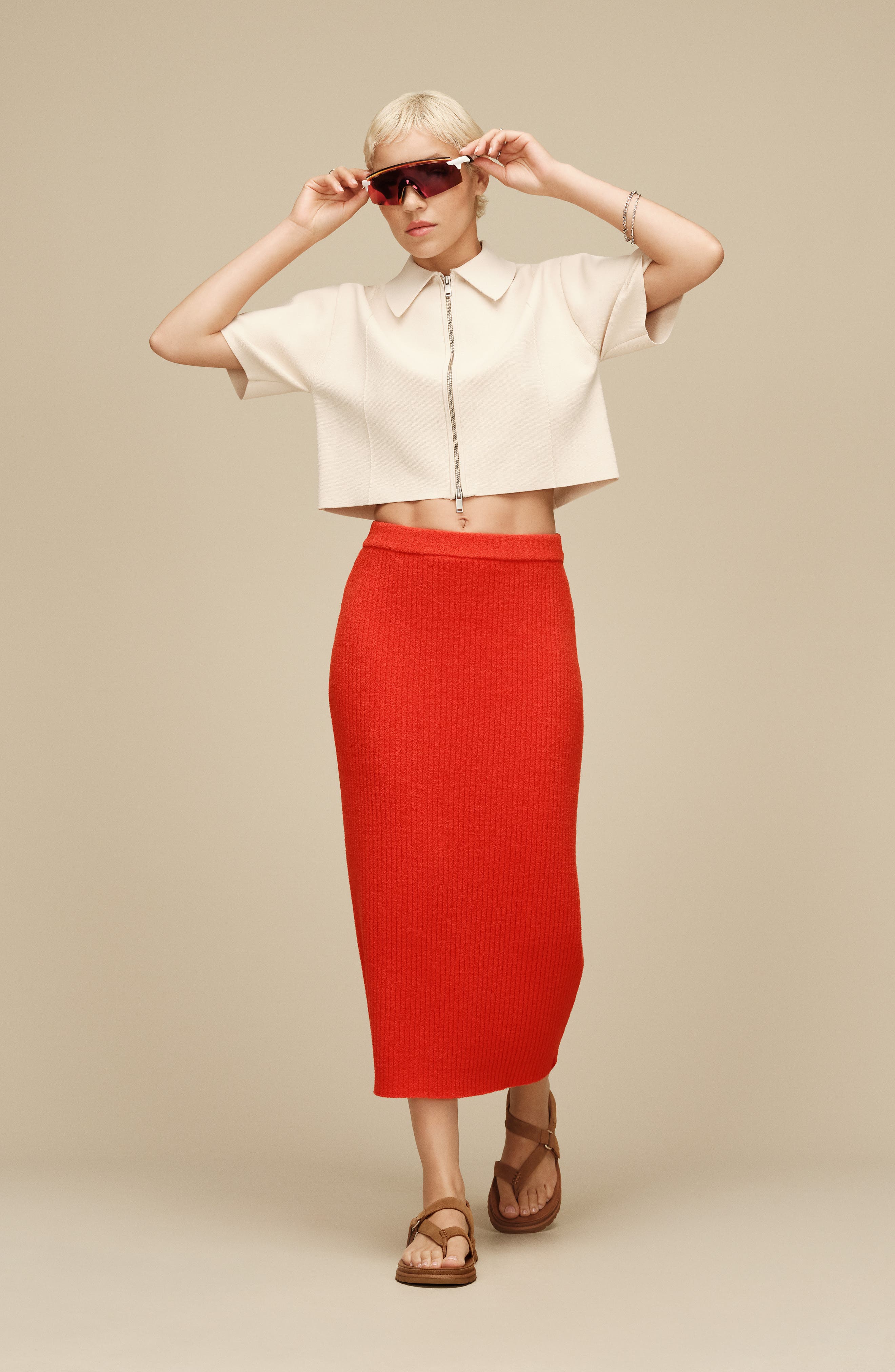 UGG<sup>®</sup> GoldenGaze Toe Post Sandal, Alternate, color, Chestnut