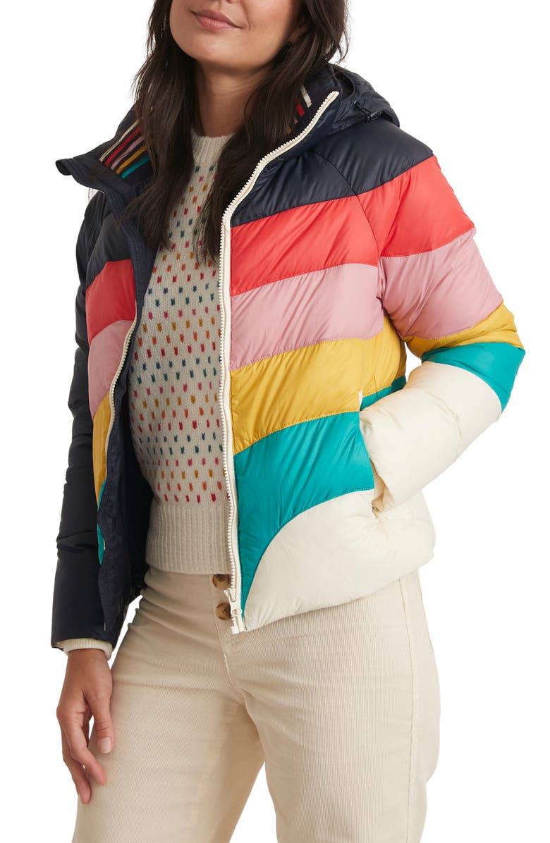 Marine Layer Après Rainbow Wave Puffer Jacket, Main, color, 