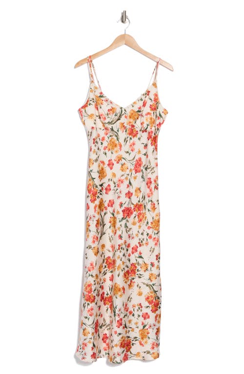 Lush Floral Print Midi Dress In Peach Floral