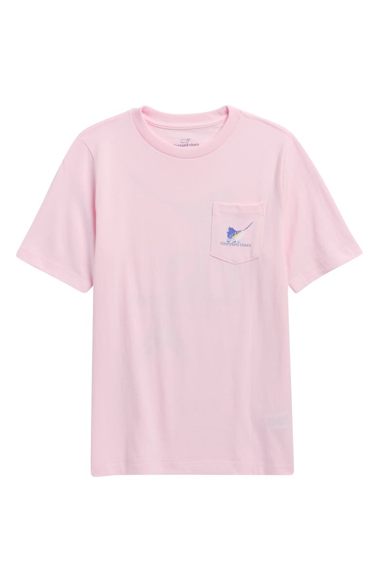 vineyard vines Kids' Tile Marlin Pocket Graphic T-Shirt, Main, color, Pink Drink