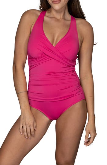 Jantzen Amelie Surplice One-piece Swimsuit In Pink