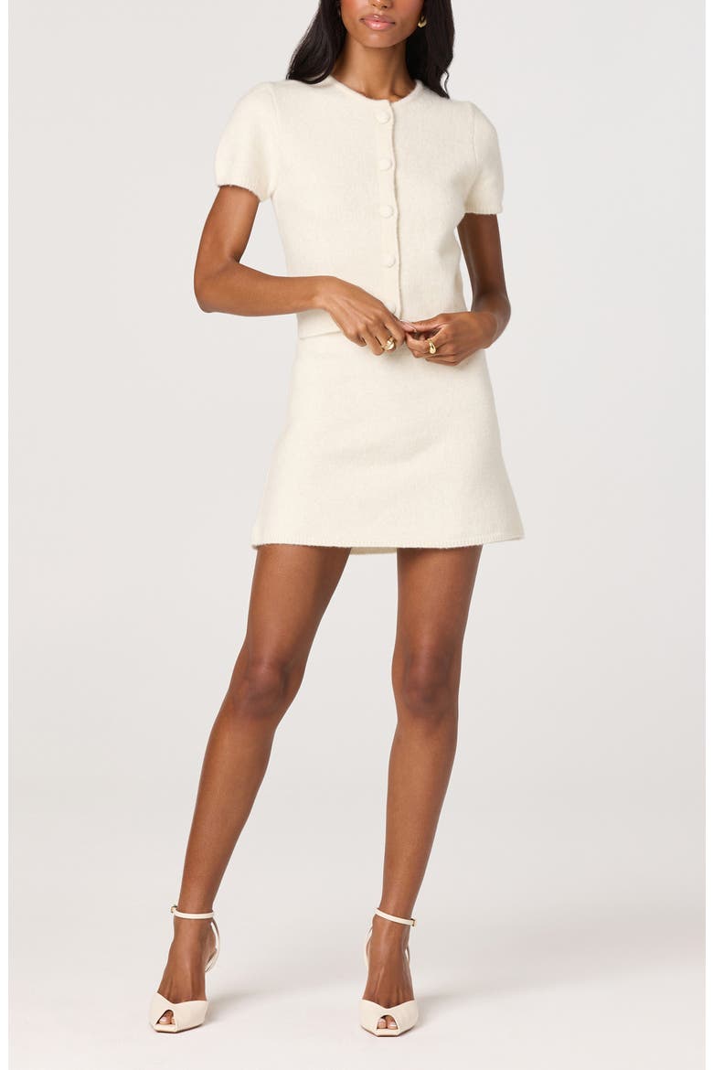 Jailyn Short Sleeve Cardigan, Alternate, color, CREAM