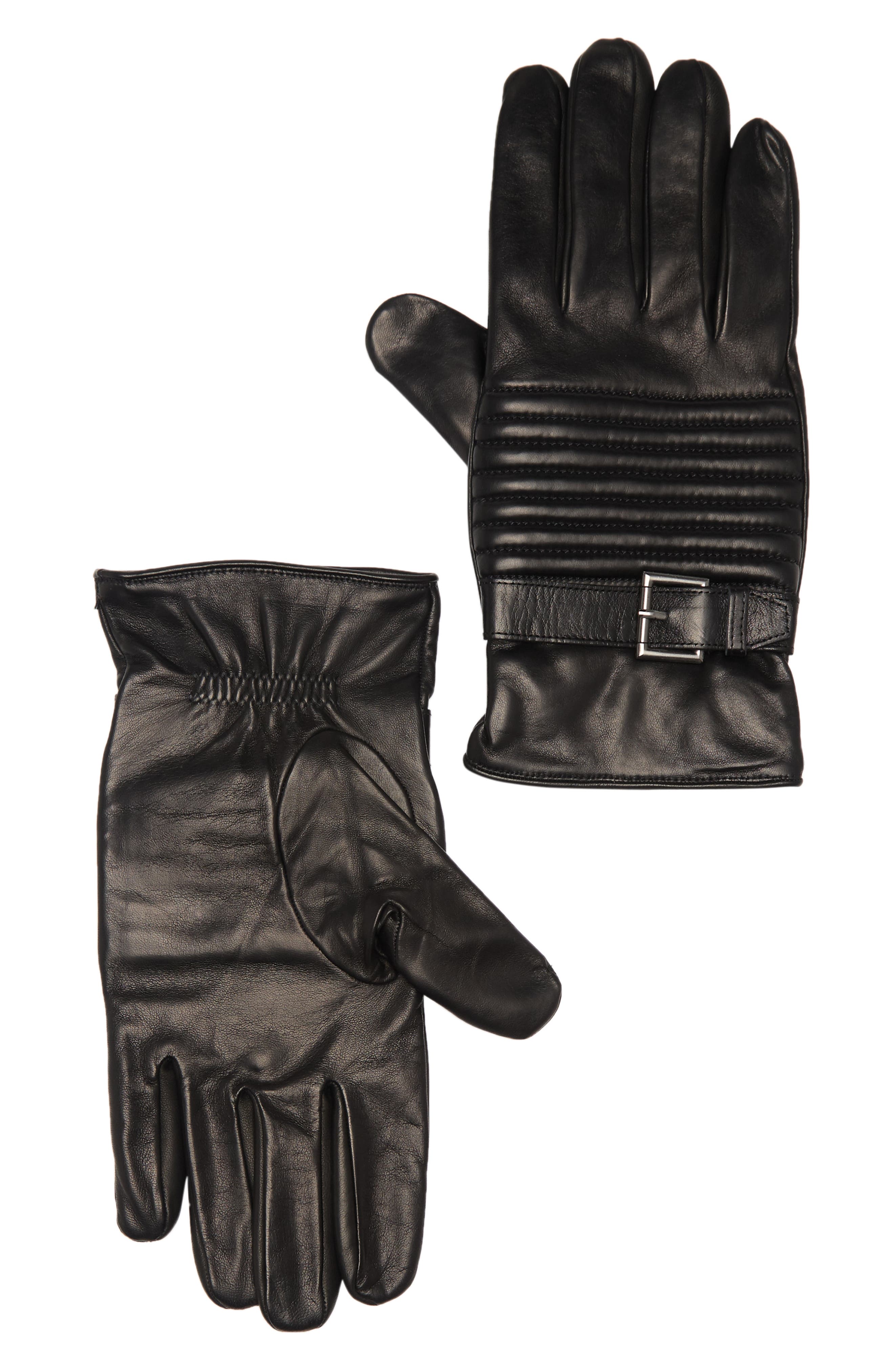 Portolano Faux Leather Motorcycle Gloves with Wool Blend Lining