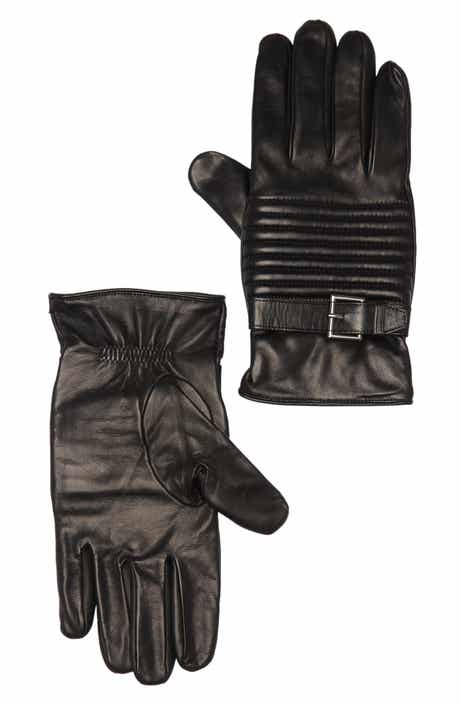 Portolano Faux Leather Motorcycle Gloves with Wool Blend Lining