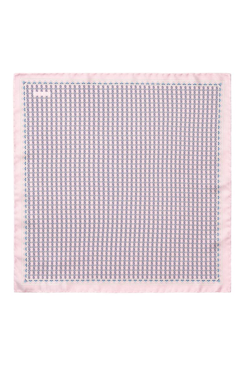 Interlock Print Silk Twill Pocket Square, Alternate, color, MEDIUM PINK