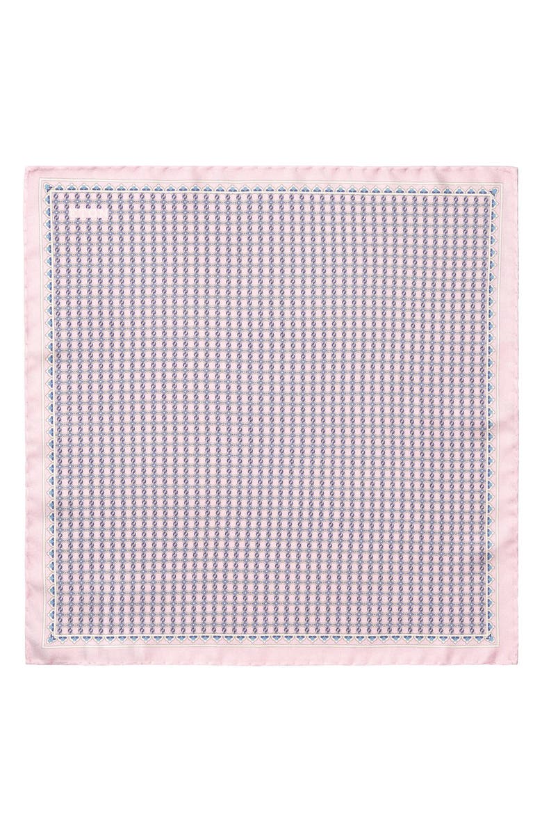Eton Interlock Print Silk Twill Pocket Square, Alternate, color, Medium Pink