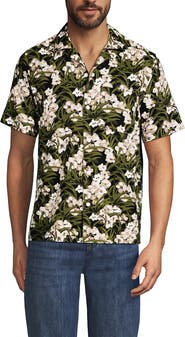 Lands' End Short Sleeve Camp Collar Hawaiian Shirt