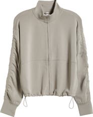 Zella Ultrasoft Ruched Sleeve Front Zip Jacket