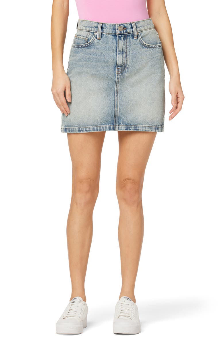 Hudson Jeans Curved Hem Denim Miniskirt, Main, color, 