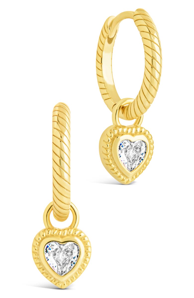 Sterling Forever Genevieve Heart CZ Hoop Earrings, Main, color, Gold