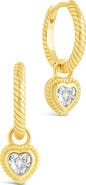 Sterling Forever Genevieve Heart CZ Hoop Earrings