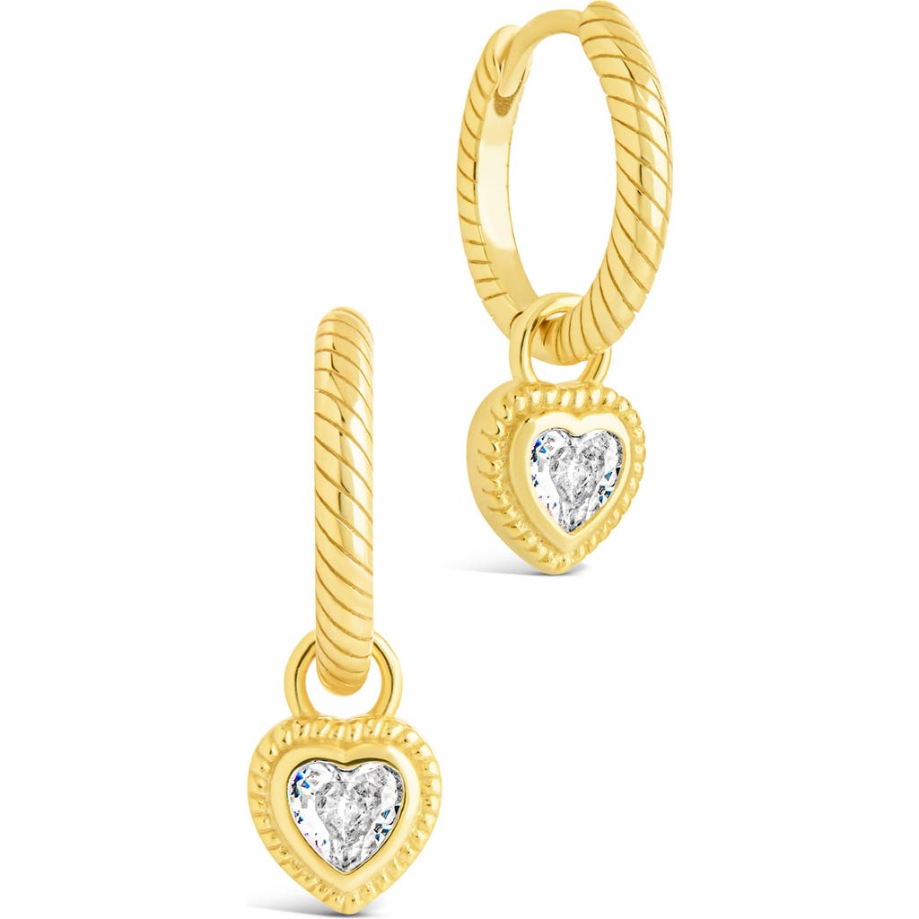 Sterling Forever Genevieve Heart Cz Hoop Earrings In Gold