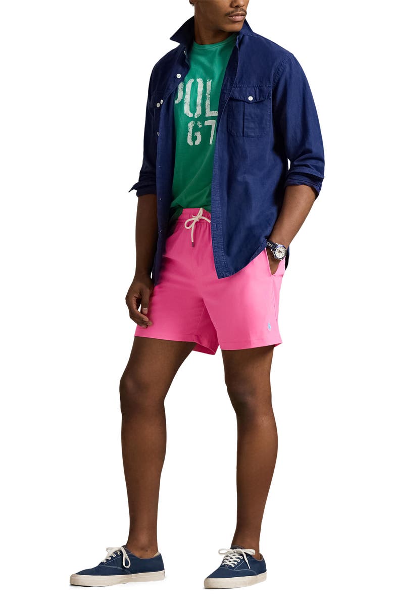 Polo Ralph Lauren Traveler Classic Swim Trunks, Alternate, color, Baja Pink
