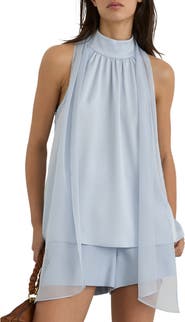 Reiss Andrea Sleeveless Satin Scarf-Neck Top