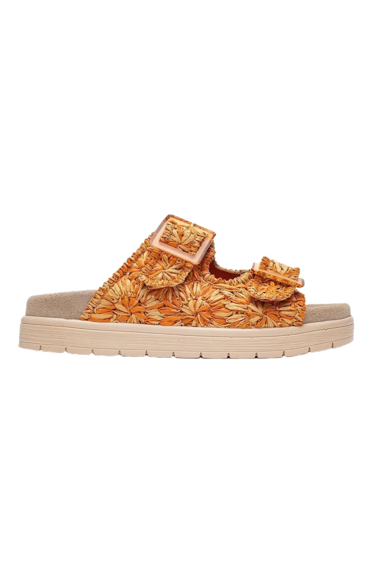 Milana Leather Double-Strap Sandal, Alternate, color, Orange Leather