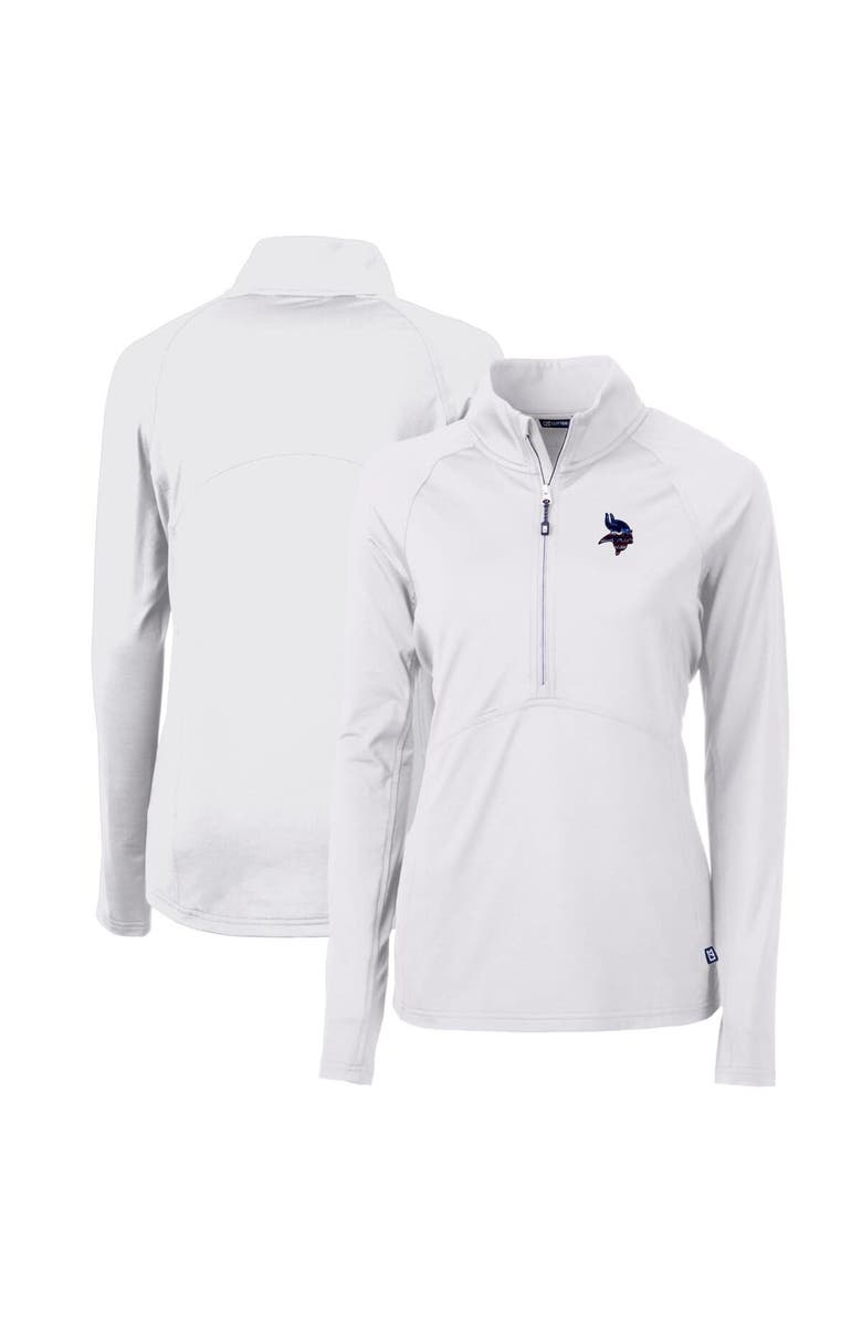 Cutter & Buck Women's Cutter & Buck White Minnesota Vikings Adapt Eco Knit Stretch Recycled Half-Zip Pullover Top, Main, color,