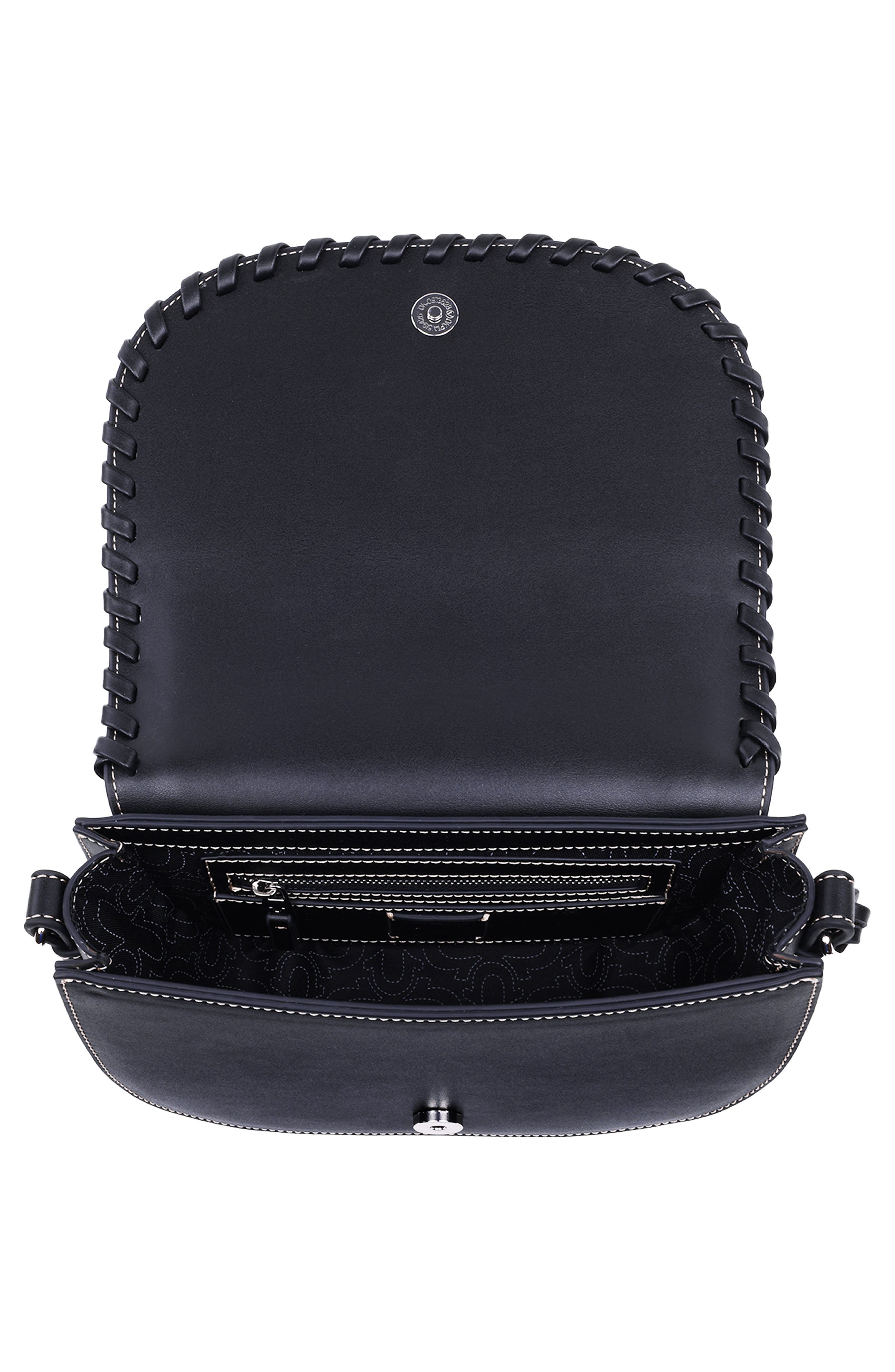 True Religion Whipstitched Saddle Bag, Alternate, color, Black