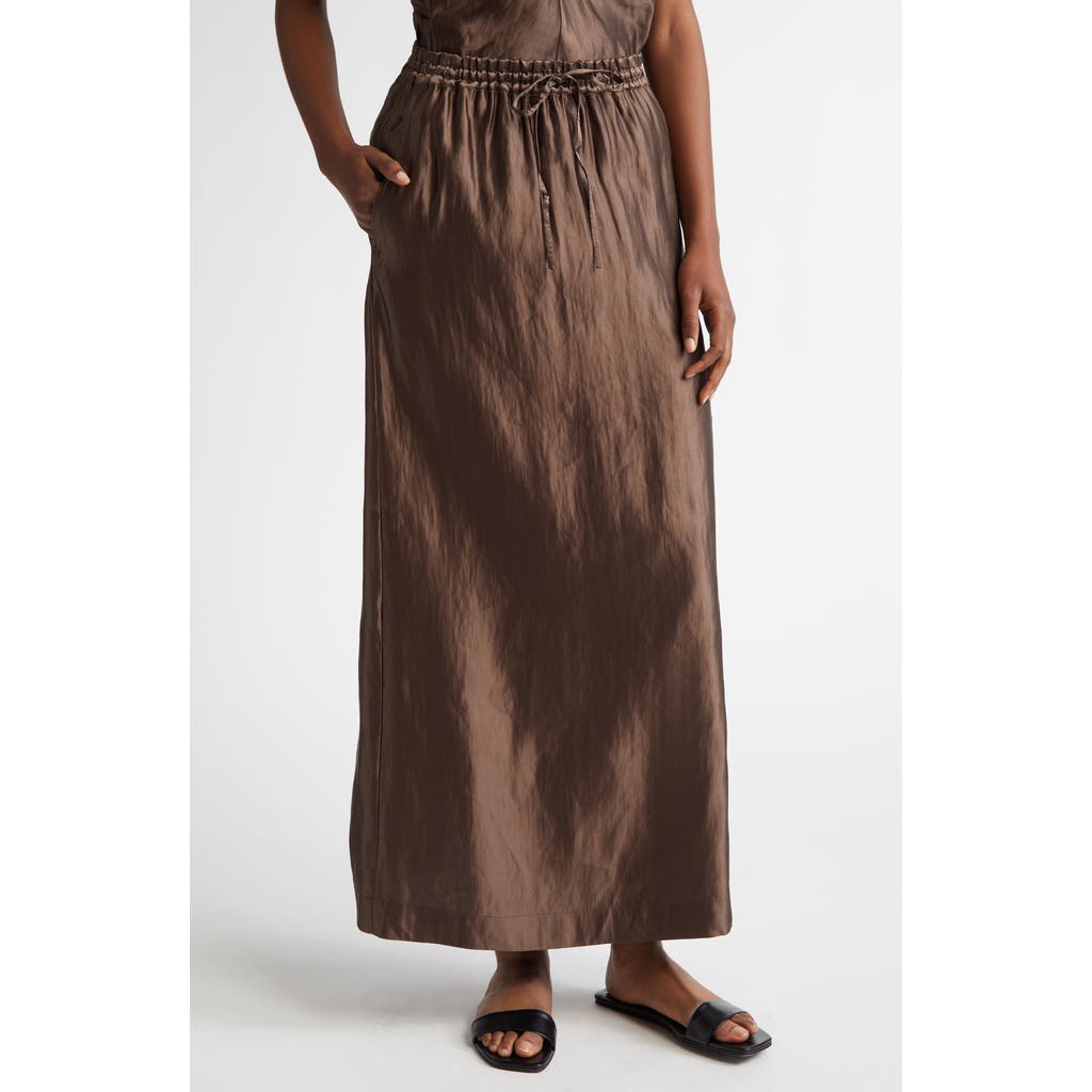 LOULOU STUDIO LOULOU DE SAISON LIAM LINEN & SILK SATIN MAXI SKIRT