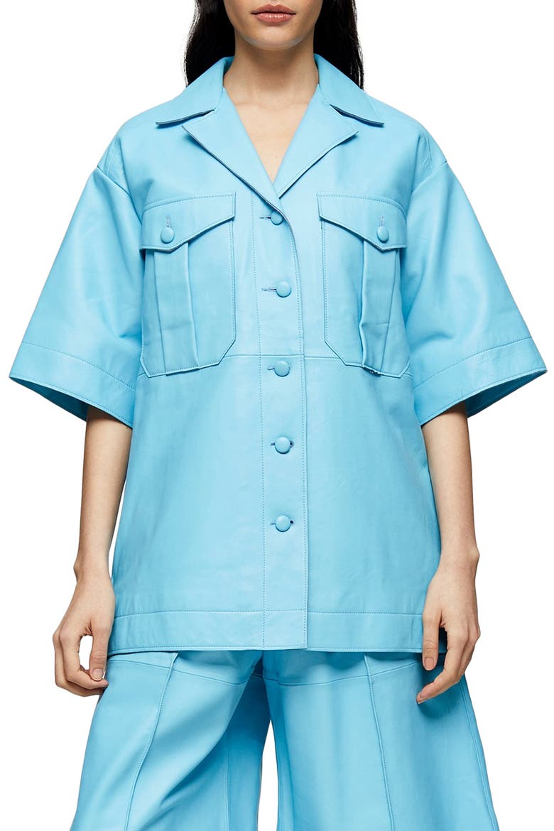 Leather Shirt, Main, color, BLUE