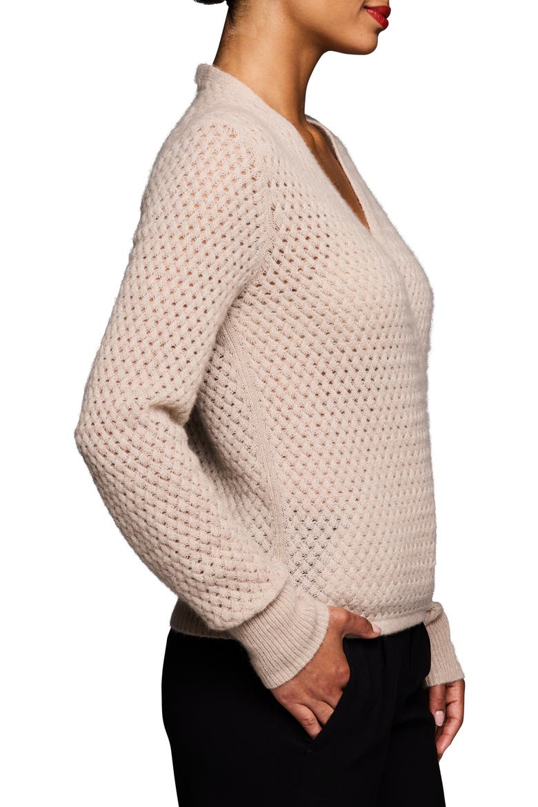 Pointelle Cashmere Blend Sweater, Alternate, color, SANDSTONE