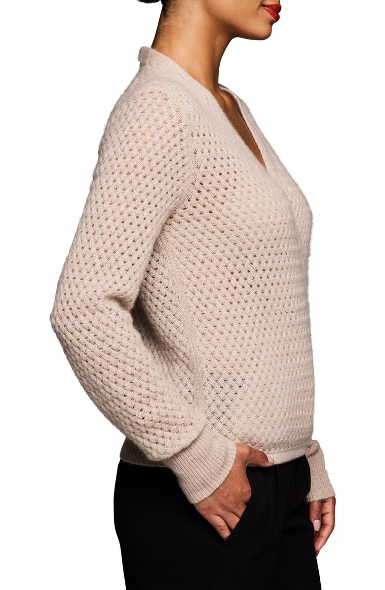 NIC+ZOE Pointelle Cashmere Blend Sweater, Alternate, color, Sandstone
