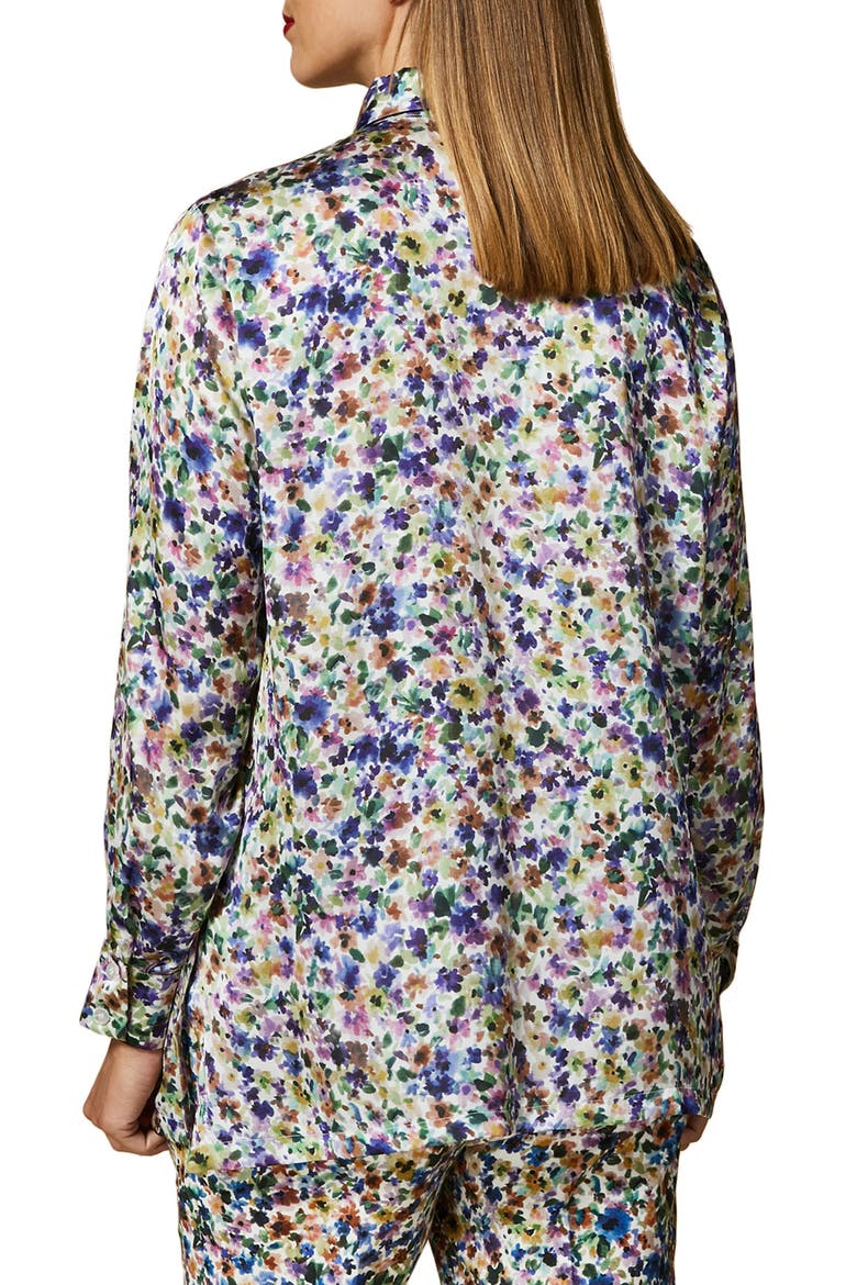Balza Floral Satin Button-Up Shirt, Alternate, color, WISTERIA