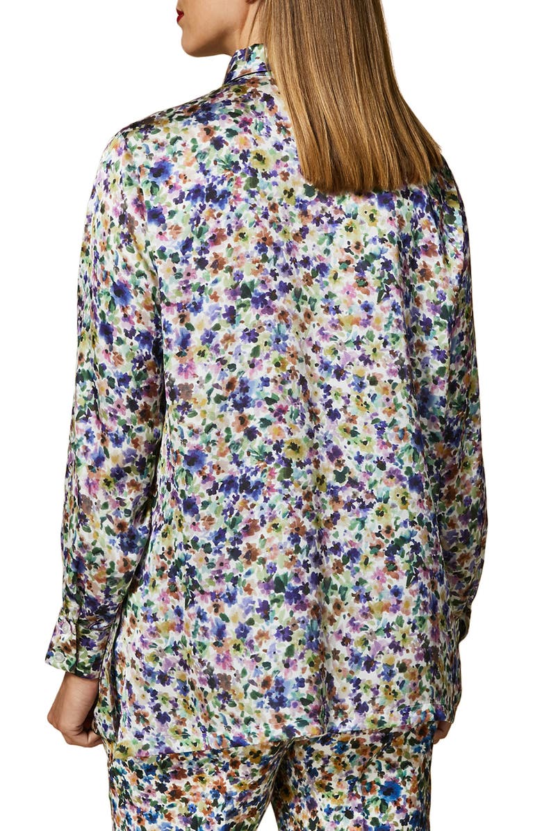 Marina Rinaldi Balza Floral Satin Button-Up Shirt, Alternate, color,