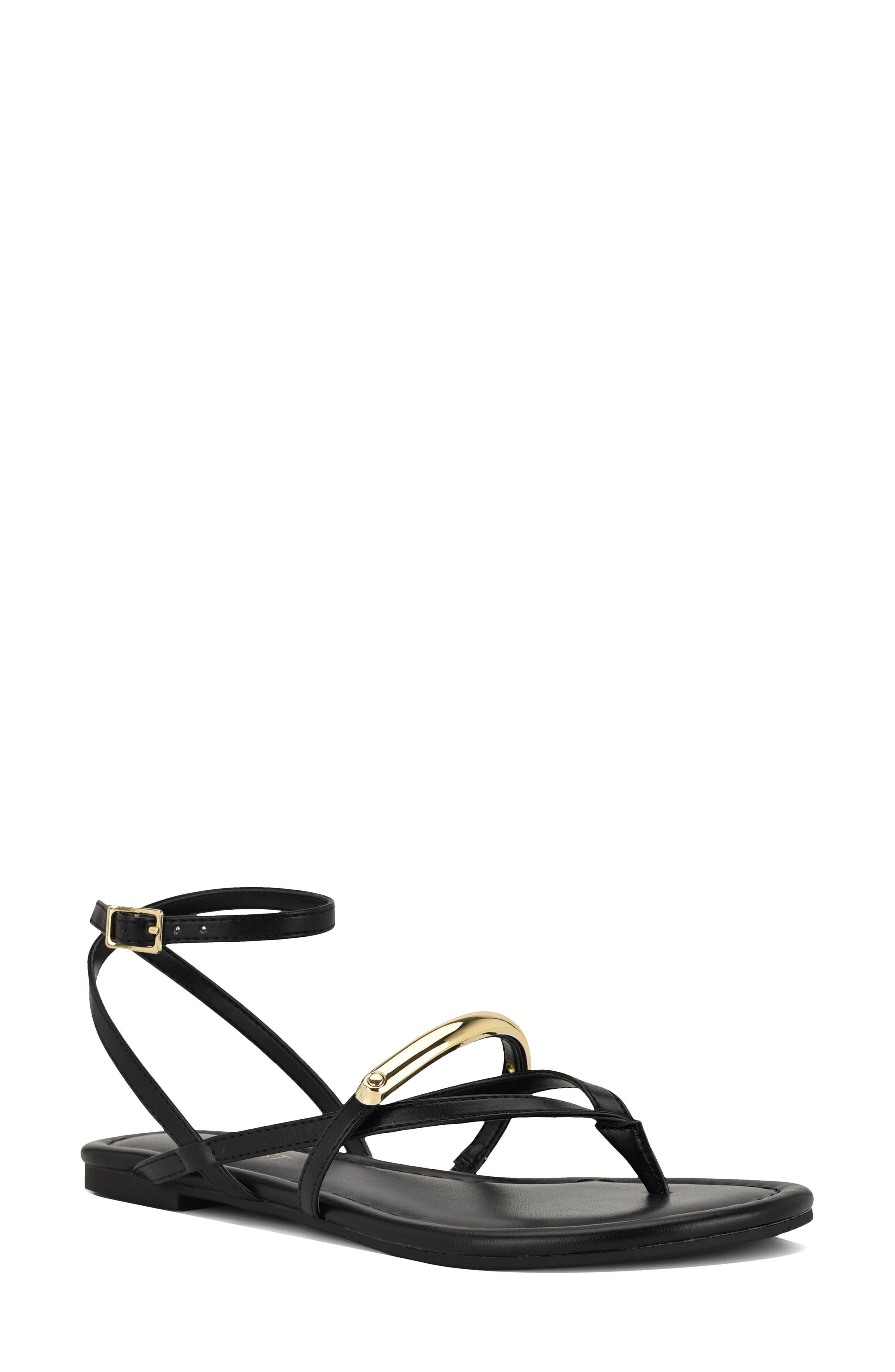 Nine West Bretta Ankle Strap Sandal, Main, color, Black