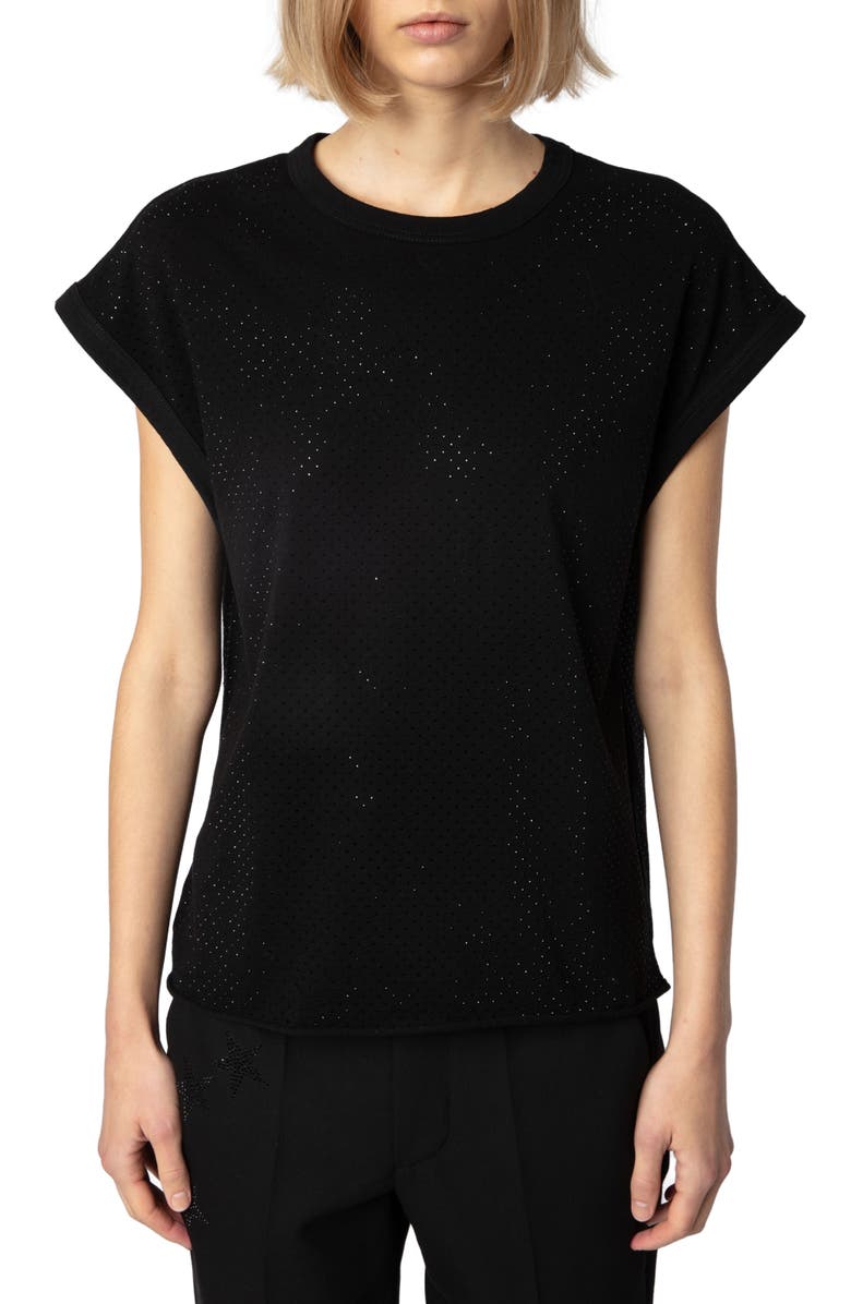 Zadig & Voltaire Cecilia Diamanté T-Shirt, Main, color, 