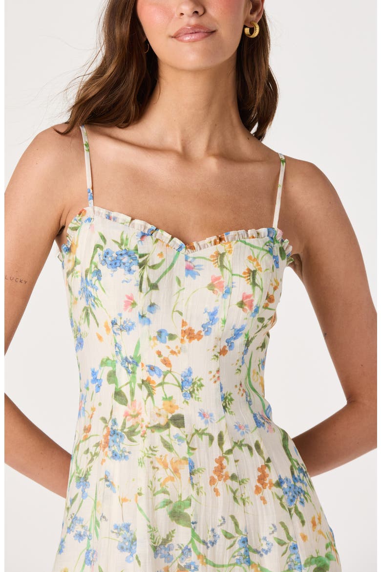 Jaylynn Ruffle Seamed Dress, Alternate, color, IVORY BLUE FLORAL