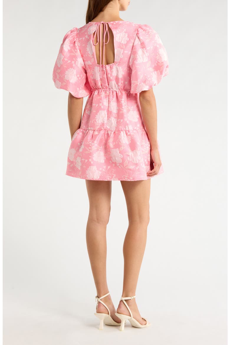 Nicole Floral Jacquard Minidress, Alternate, color, CORAL-PINK