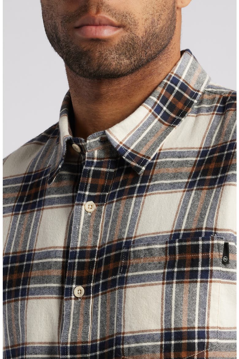 Aiden Plaid Flannel Button-Up Shirt, Alternate, color, FINE PLAID CREAM MULTI