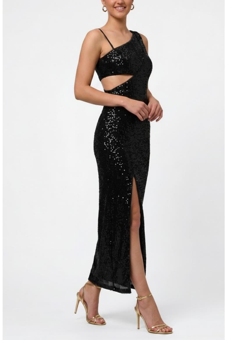 Phoenix One Shoulder Maxi Gown, Alternate, color, Black