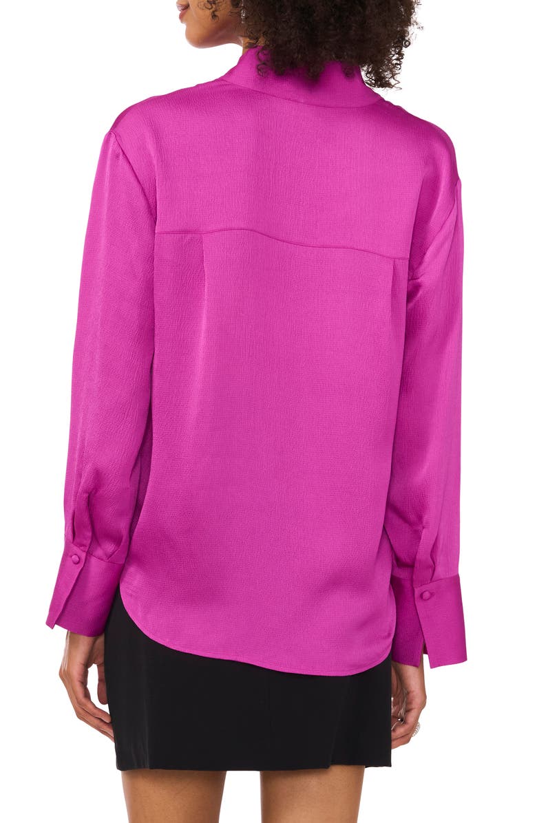 Vince Camuto Texured Satin Button-Up Shirt, Alternate, color, Bloomberry