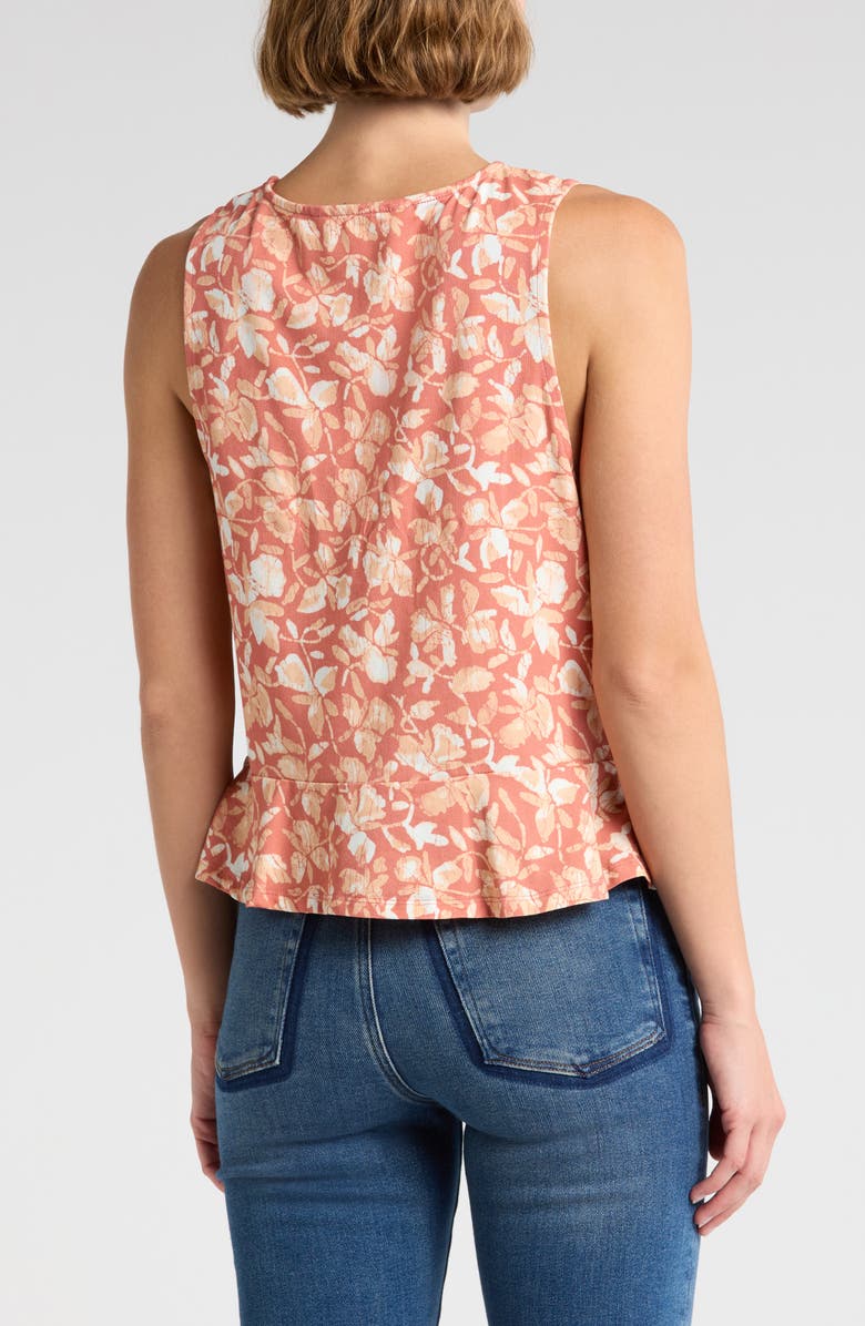 Joie Quinn Ruched Floral Sleeveless Top, Alternate, color, Canyon Rose Multi