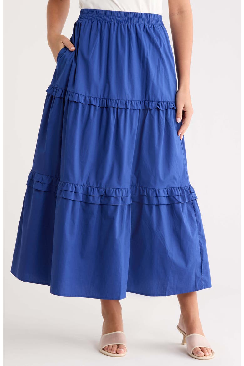 Isabel Ruffle Maxi Skirt, Main, color, NAVY