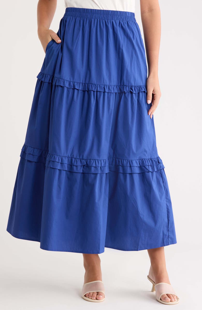 SUGARLIPS Isabel Ruffle Maxi Skirt, Main, color, Navy