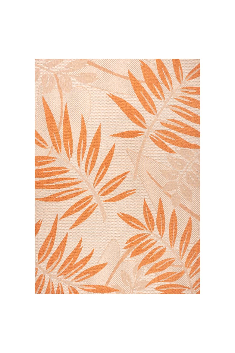 Havana Tropical Palm Leaf Indoor/Outdoor Area Rug, Main, color, Cream/Orange