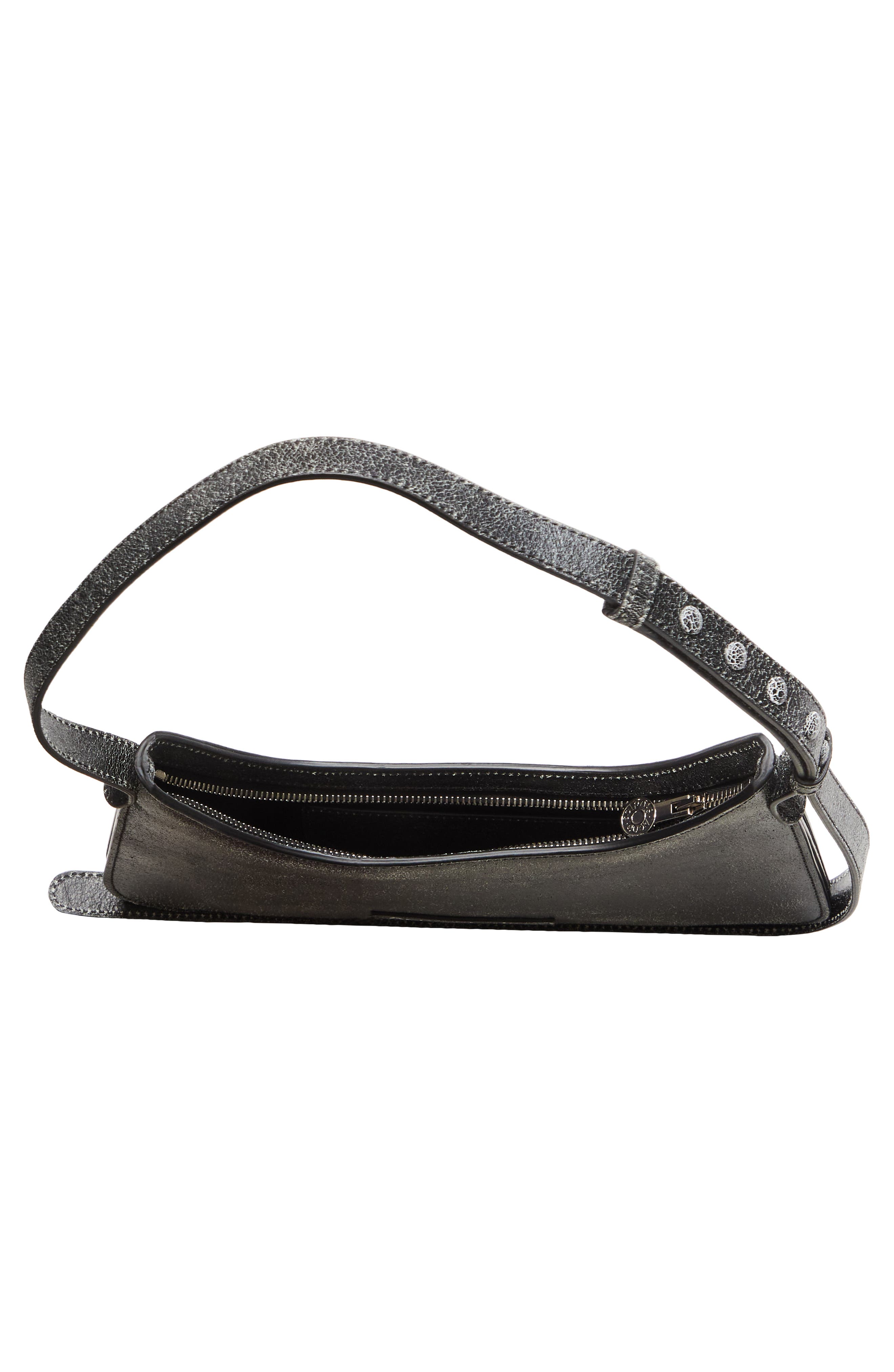 Acne Studios Mini Platt Crackle Leather Shoulder Bag, Alternate, color, 